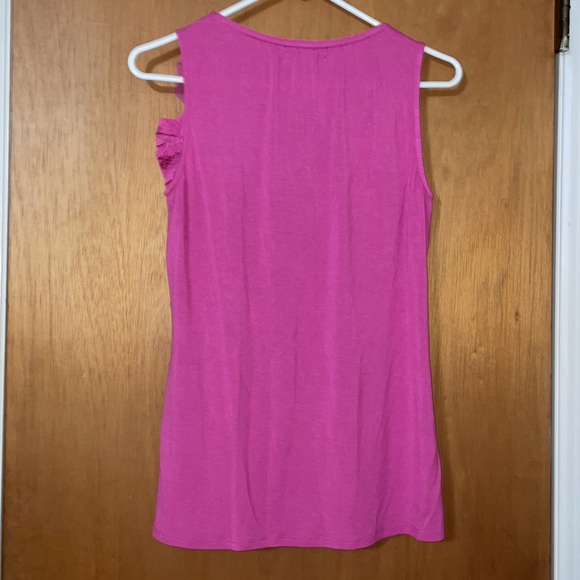 •GRACE ELEMENTS•PINK SILK & LACE RUFFLE NECK TRIM TANK TOP BLOUSE SIZE MEDIUM - Picture 5 of 6